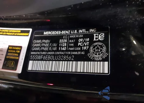 2020 Mercedes-Benz Amg C 43 4Matic z USA, uszkodzony, nr VIN 55SWF6EB0LU328562